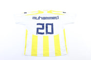 Youth Fenerbahce White & Yellow Striped Soccer Jersey - ThriftedThreads.com