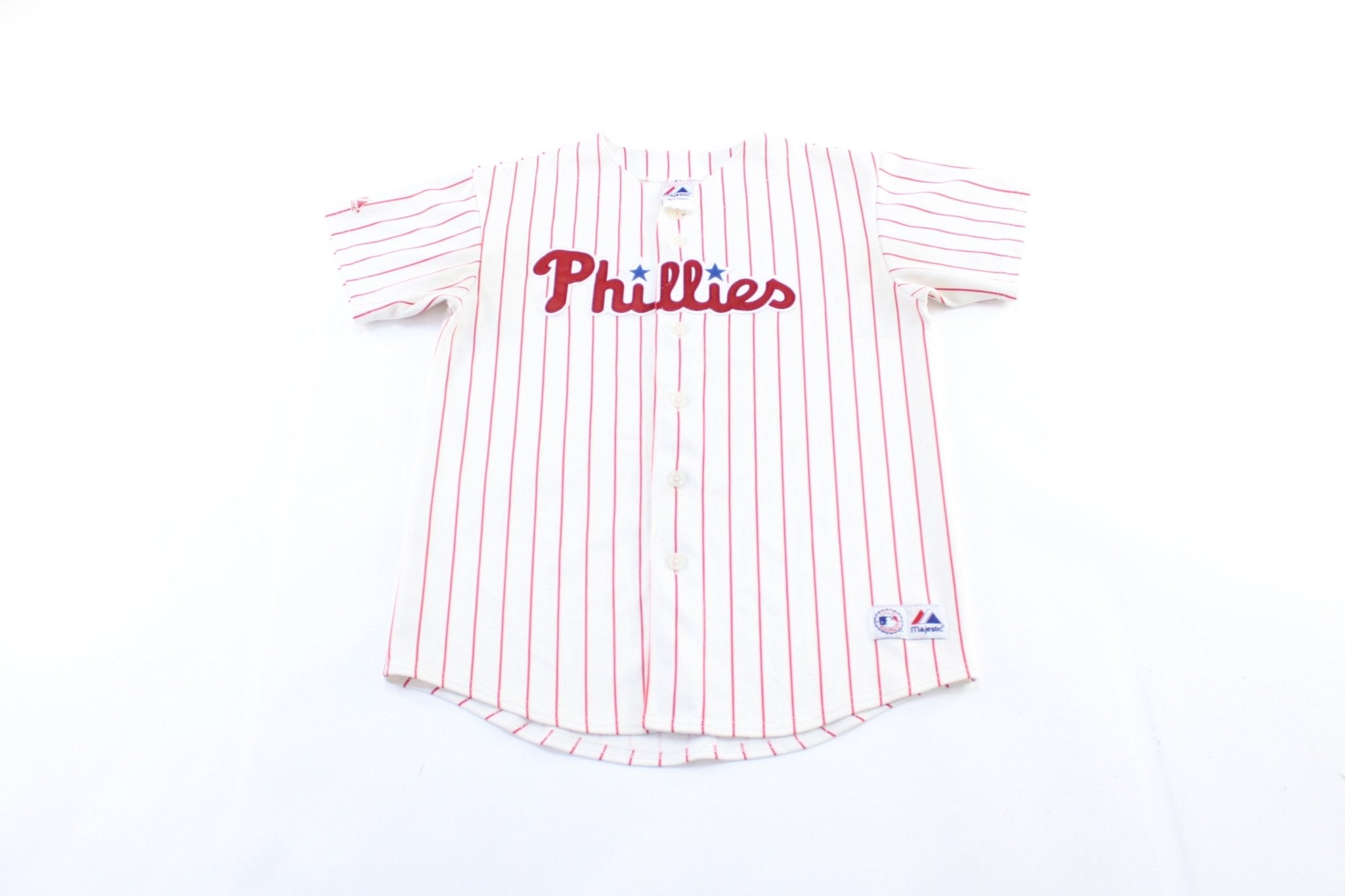 Youth Majestic Embroidered Philadelphia Phillies Baseball Jersey - ThriftedThreads.com