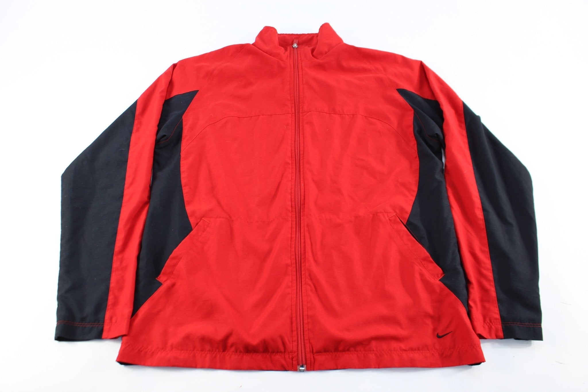 Youth Nike Embroidered Logo Black & Red Zip Up Jacket - Jackets - Thrifted Threads