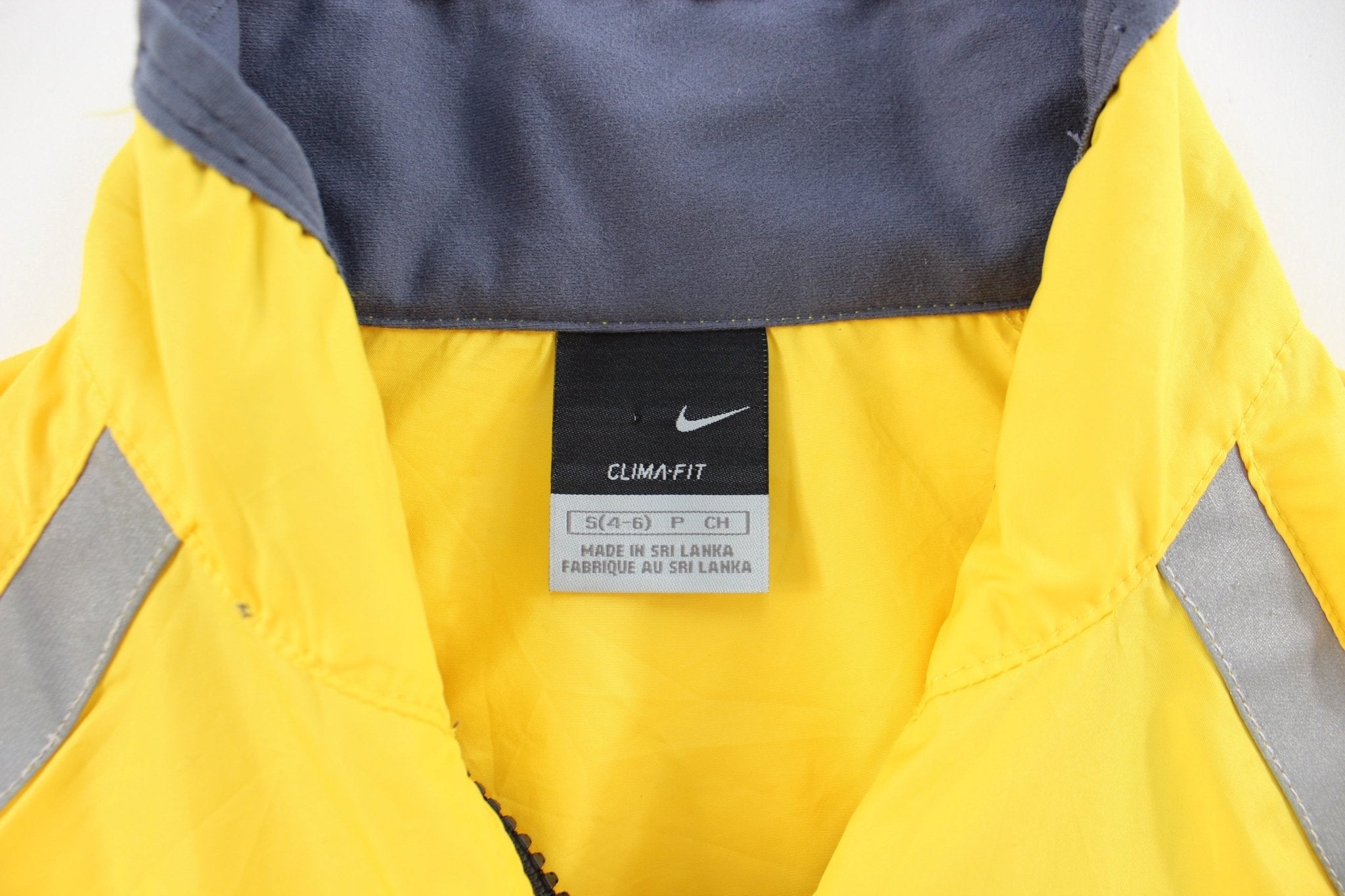 Youth Nike Embroidered Logo Yellow & Silver Zip Up Jacket - ThriftedThreads.com