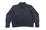 Youth Polo by Ralph Lauren Embroidered Logo Black Sweater - ThriftedThreads.com