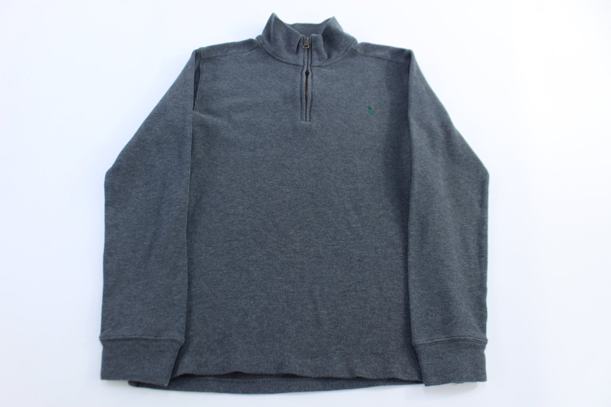 Youth Polo by Ralph Lauren Embroidered Logo Grey Quarter Zip Sweater - Sweater - Thrifted Threads