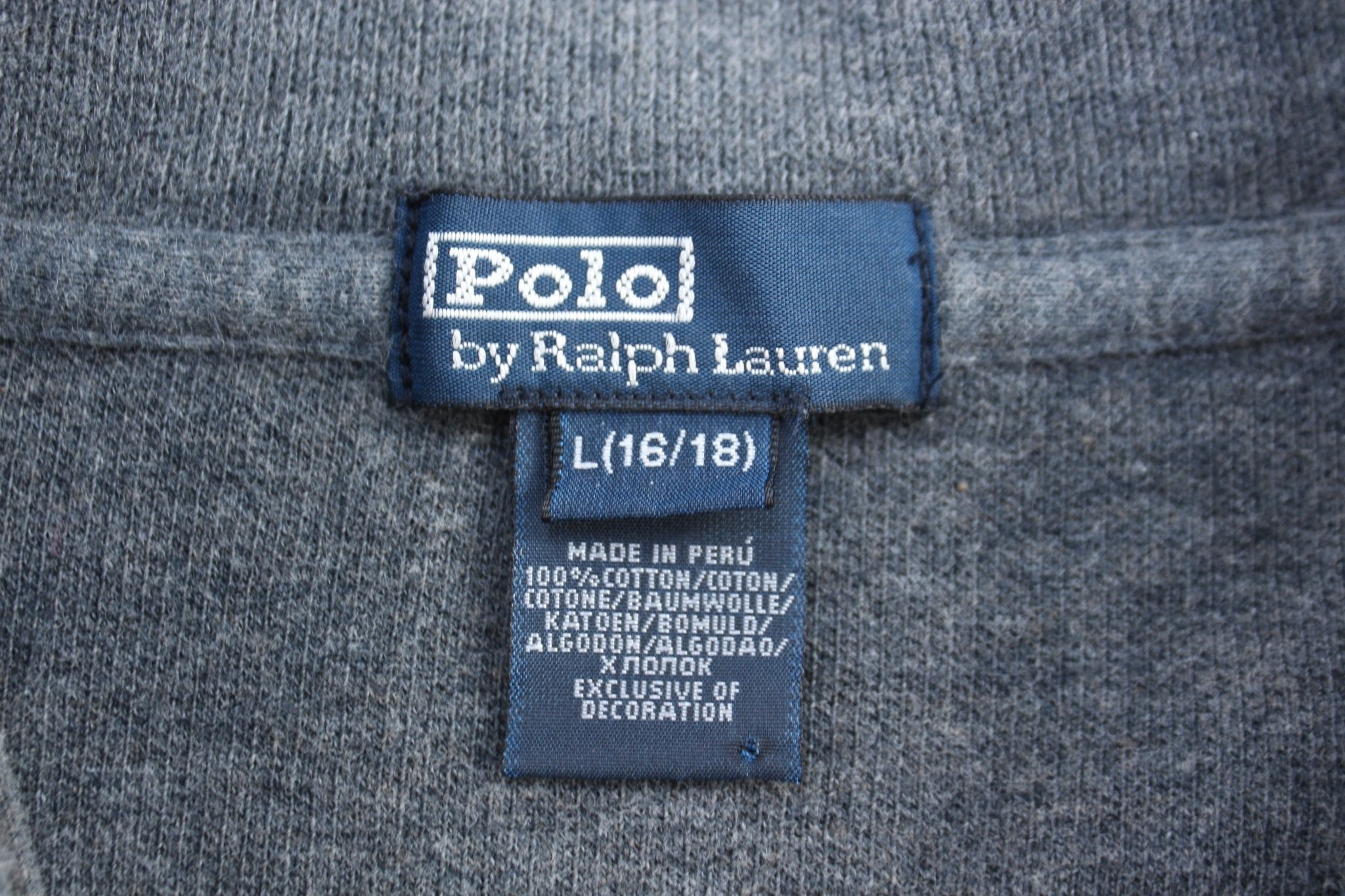 Youth Polo by Ralph Lauren Embroidered Logo Grey Quarter Zip Sweater - Sweater - Thrifted Threads
