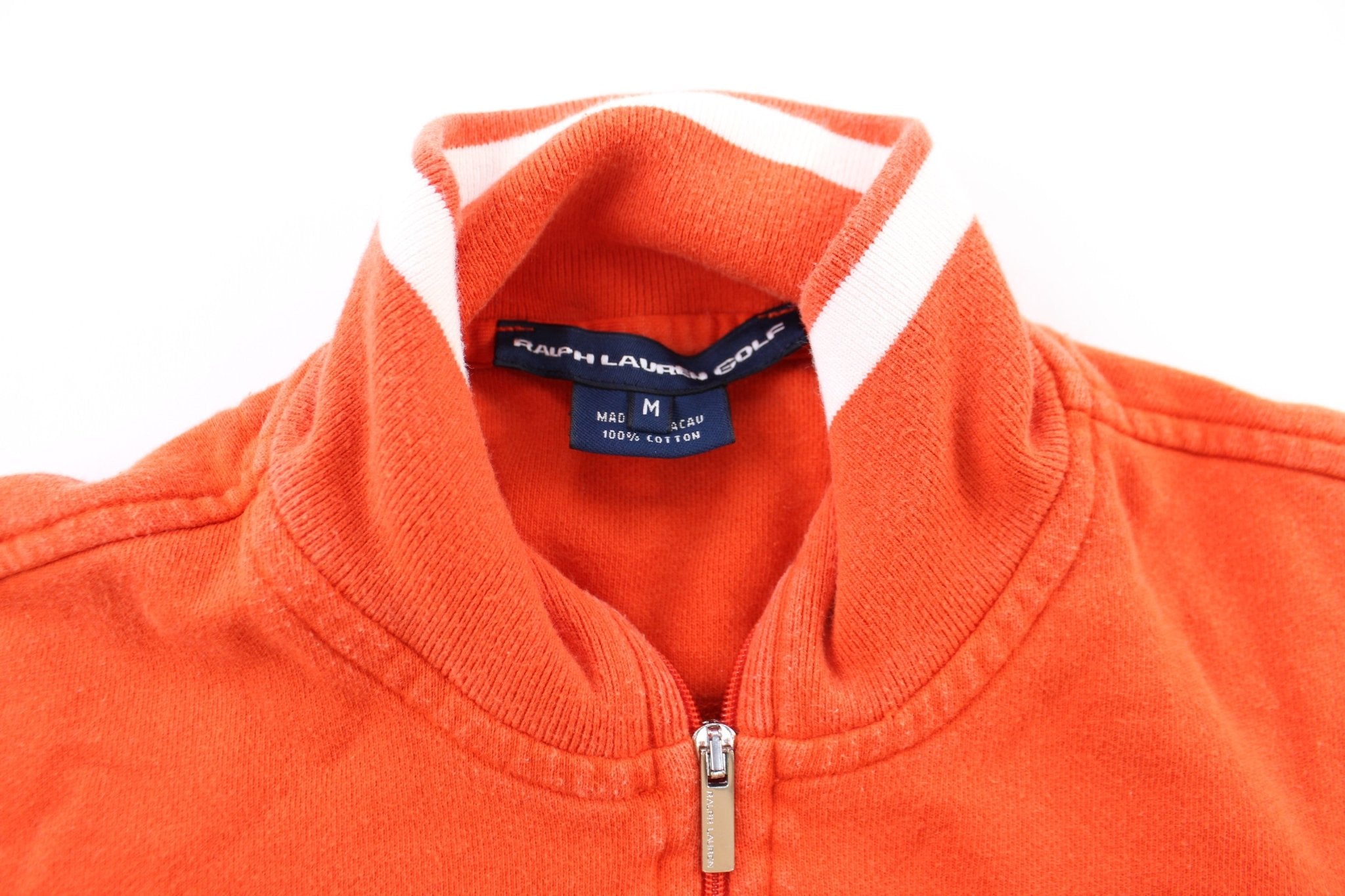 Youth Polo by Ralph Lauren Embroidered Logo Orange & White Zip Up Jacket - ThriftedThreads.com