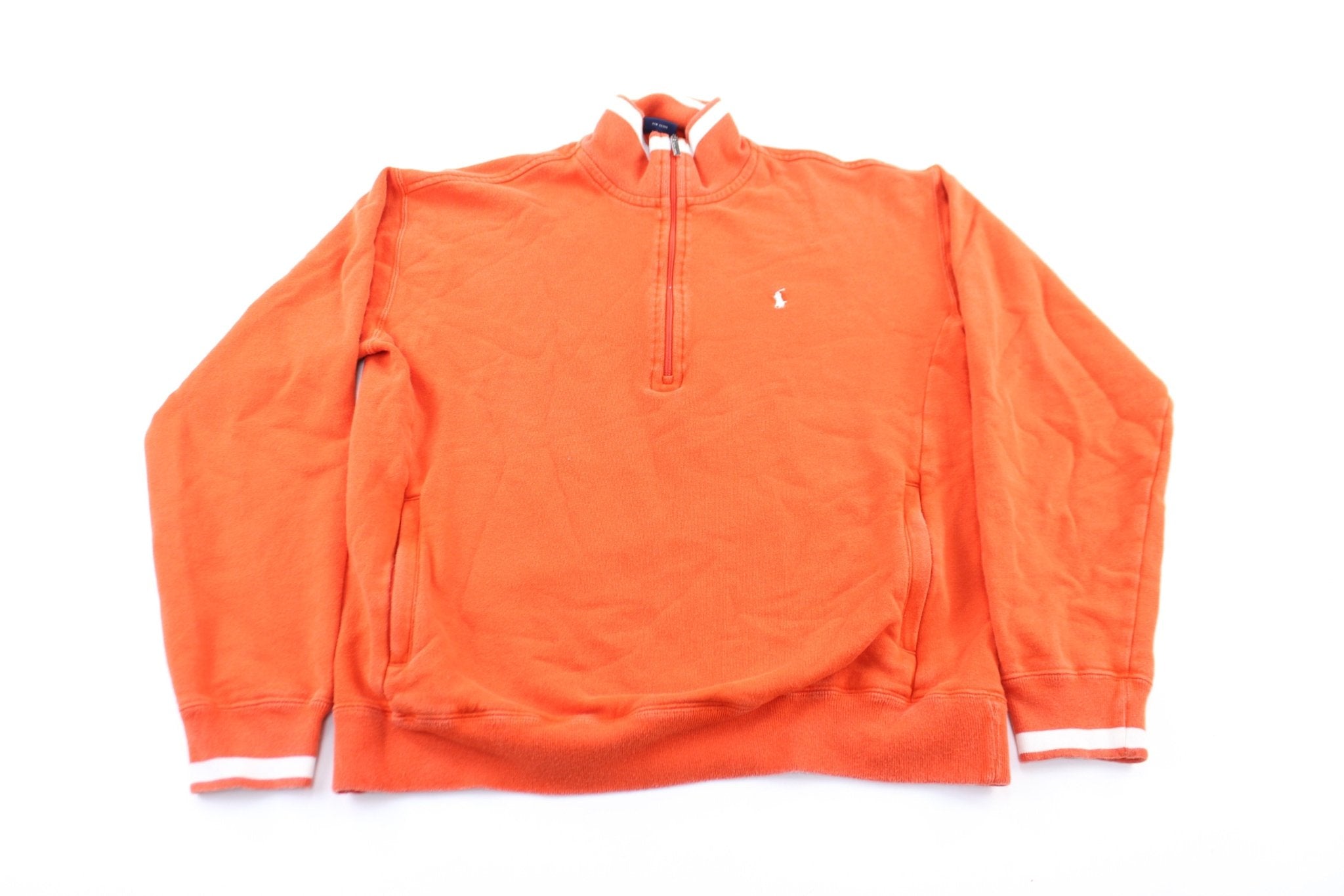 Youth Polo by Ralph Lauren Embroidered Logo Orange & White Zip Up Jacket - ThriftedThreads.com