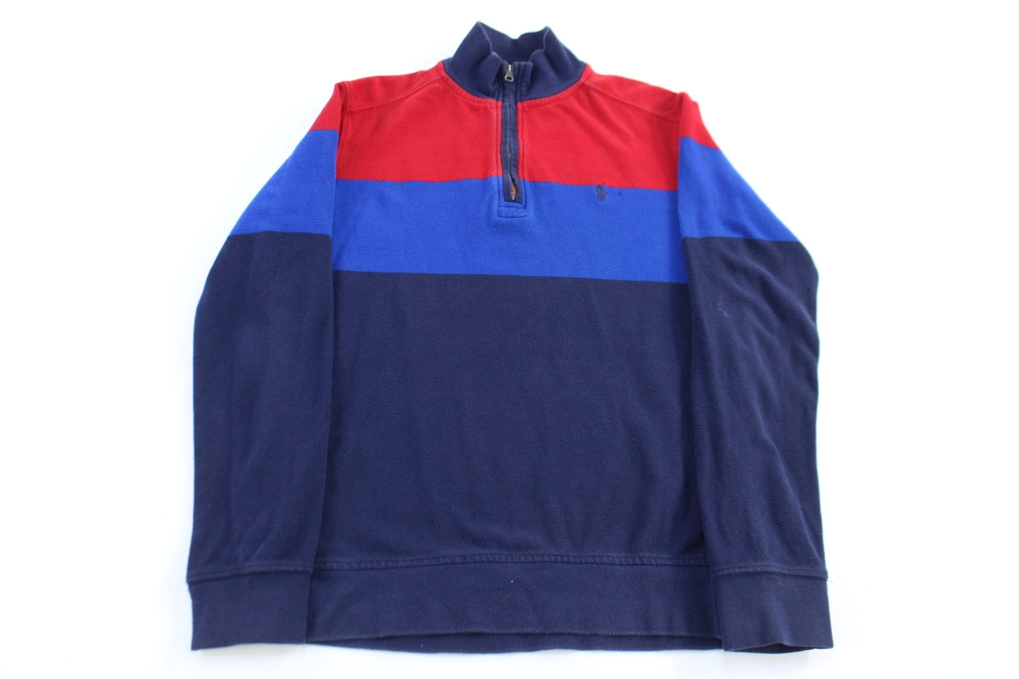 Youth Polo Ralph Lauren Red & Blue Quarter Zip Sweater - Sweater - Thrifted Threads