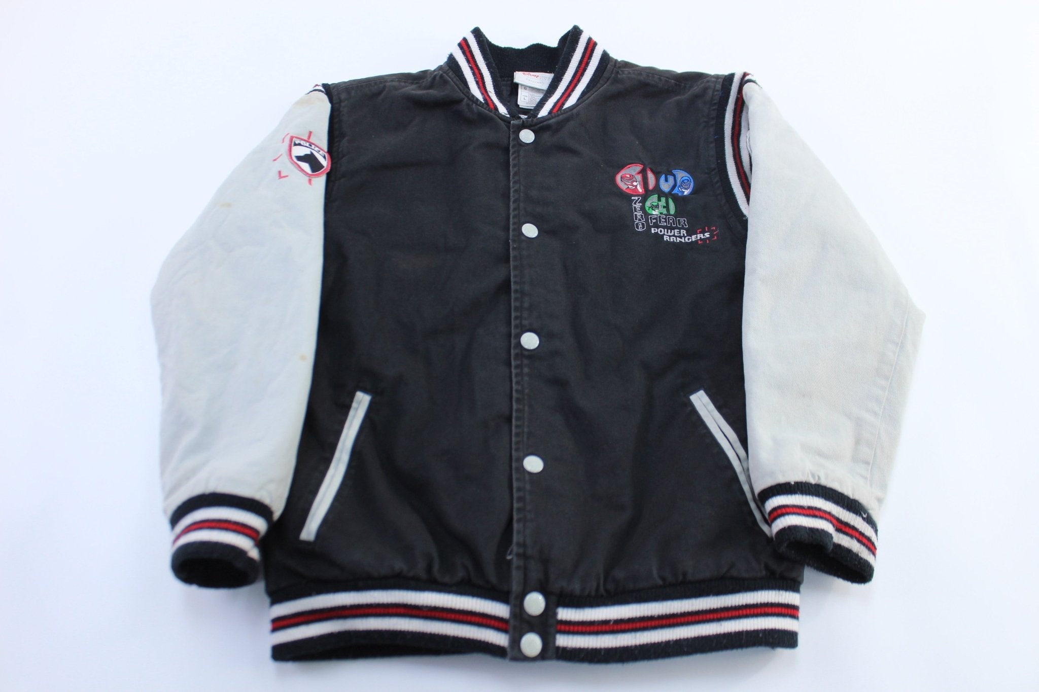 Youth Power Rangers SPD Embroidered Varsity Bomber Jacket - ThriftedThreads.com