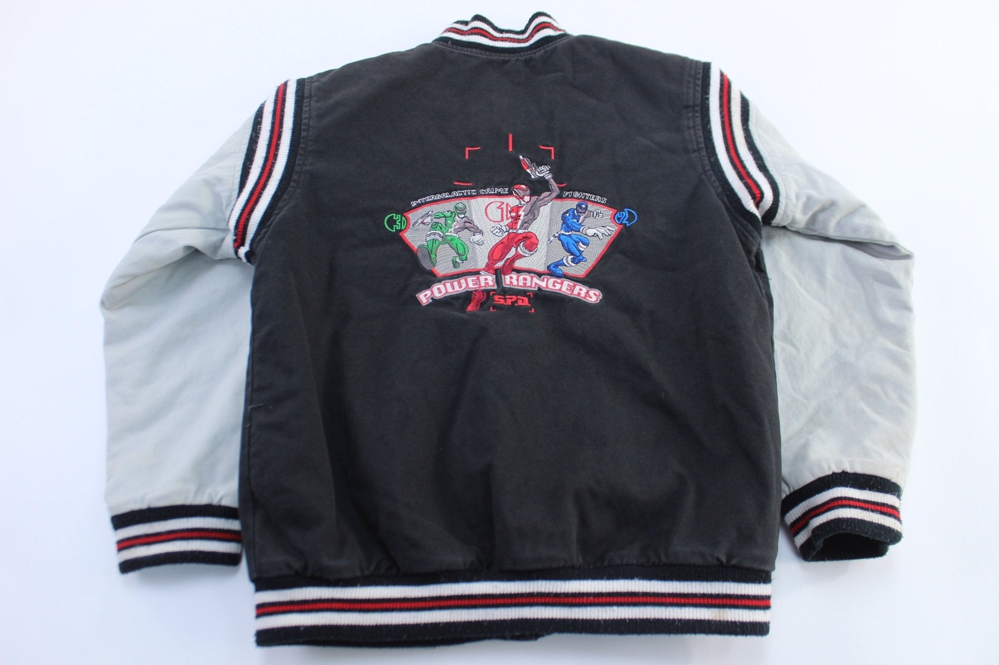 Youth Power Rangers SPD Embroidered Varsity Bomber Jacket - ThriftedThreads.com
