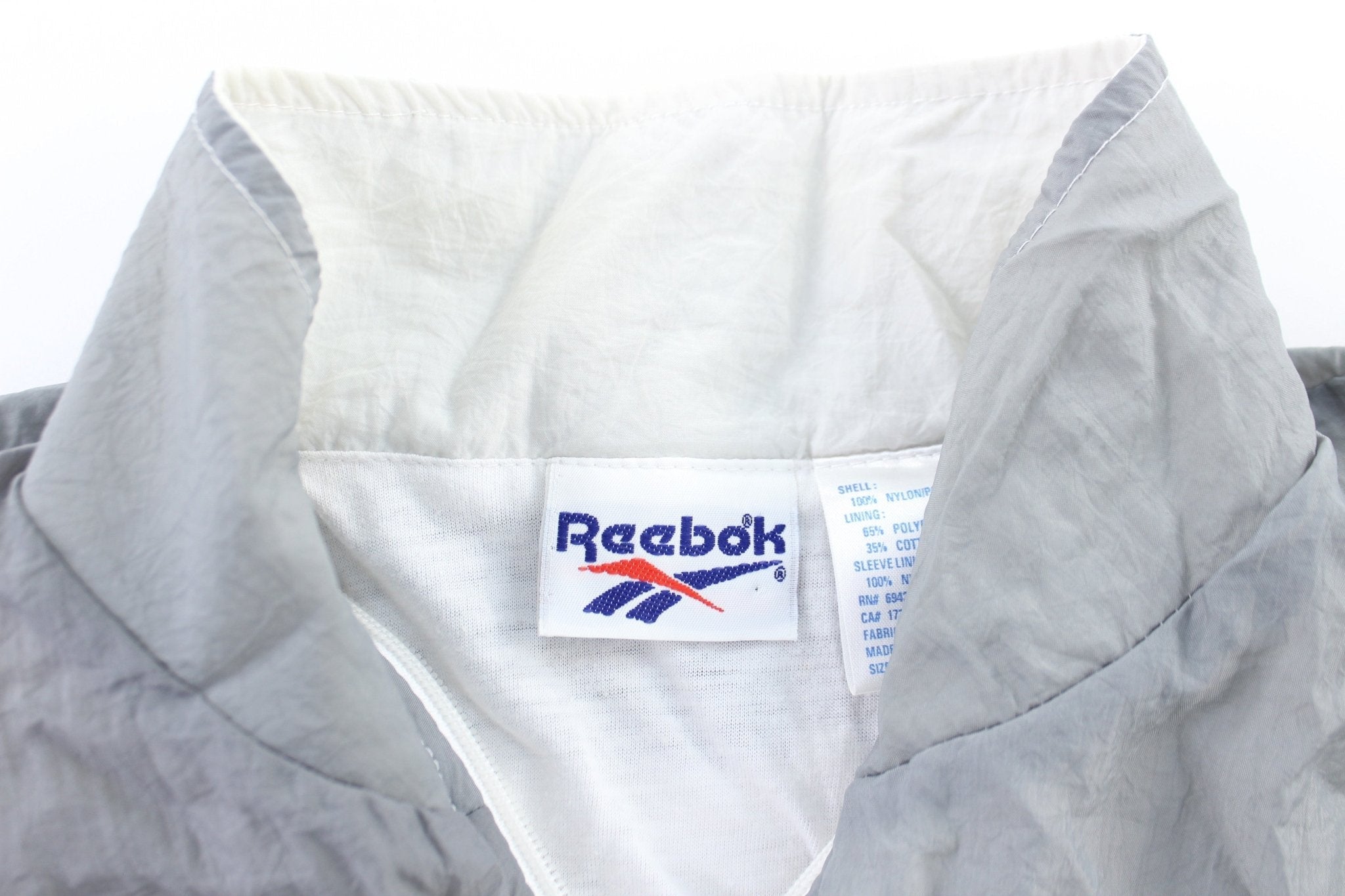 Youth Reebok Embroidered Logo Black, White, & Grey Zip Up Jacket - Jackets - Thrifted Threads
