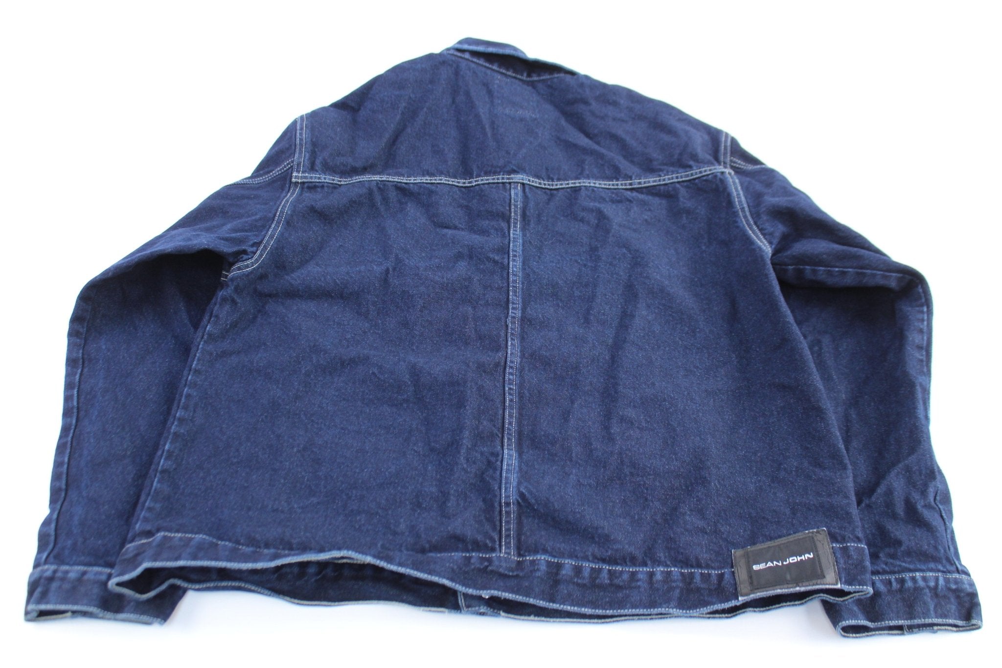 Youth Sean John Embroidered Dark Wash Denim Jacket - ThriftedThreads.com