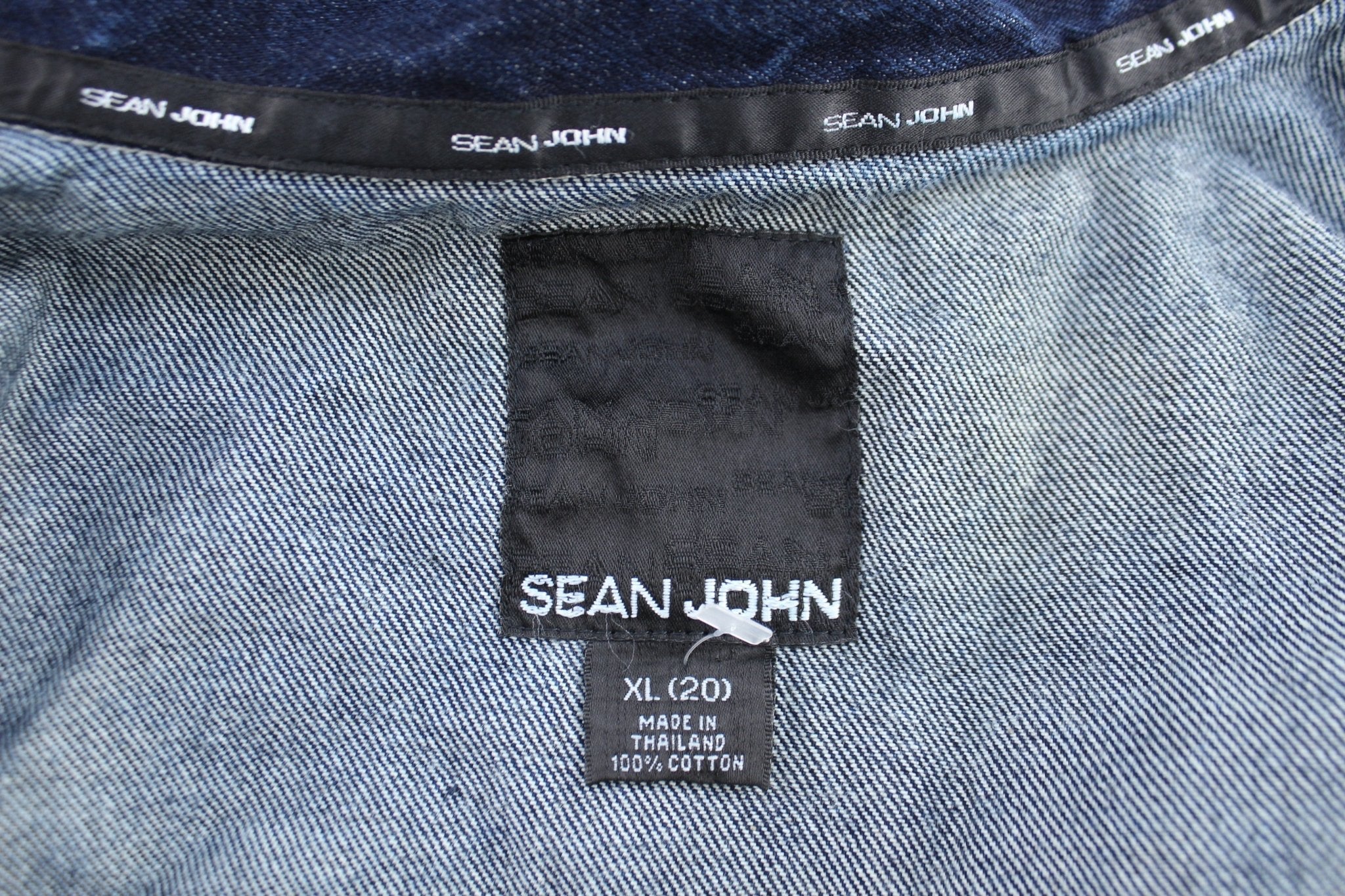Youth Sean John Embroidered Dark Wash Denim Jacket - ThriftedThreads.com