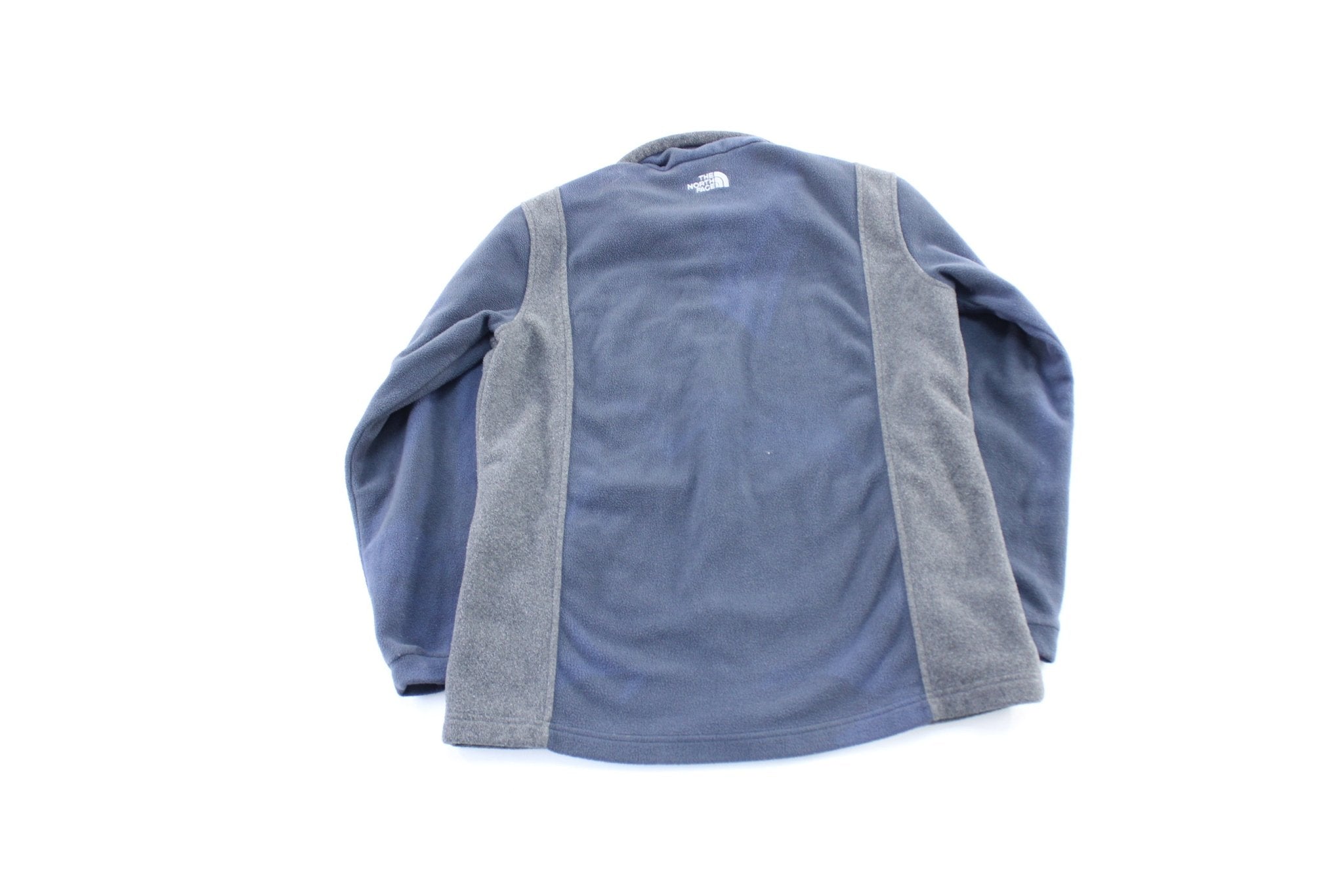 Youth The North Face Embroidered Logo Blue & Grey Zip Up Jacket - ThriftedThreads.com