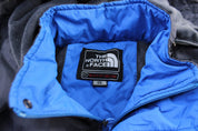 Youth The North Face Embroidered Logo Blue & Grey Zip Up Jacket - ThriftedThreads.com