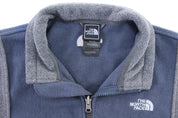 Youth The North Face Embroidered Logo Blue & Grey Zip Up Jacket - ThriftedThreads.com