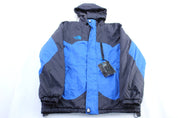 Youth The North Face Embroidered Logo Blue & Grey Zip Up Jacket - ThriftedThreads.com