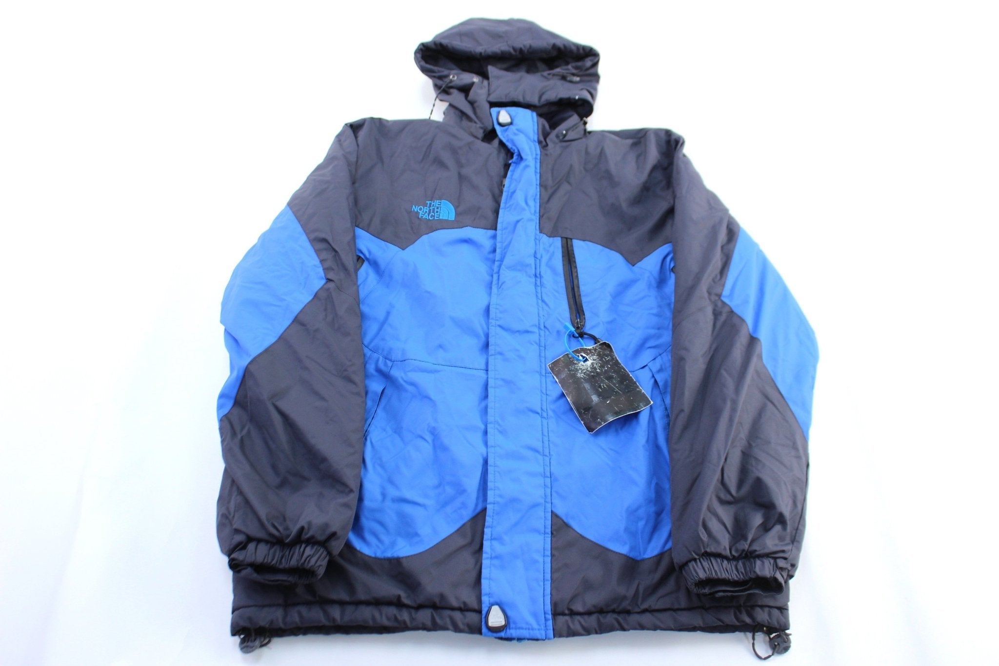 Youth The North Face Embroidered Logo Blue & Grey Zip Up Jacket - ThriftedThreads.com