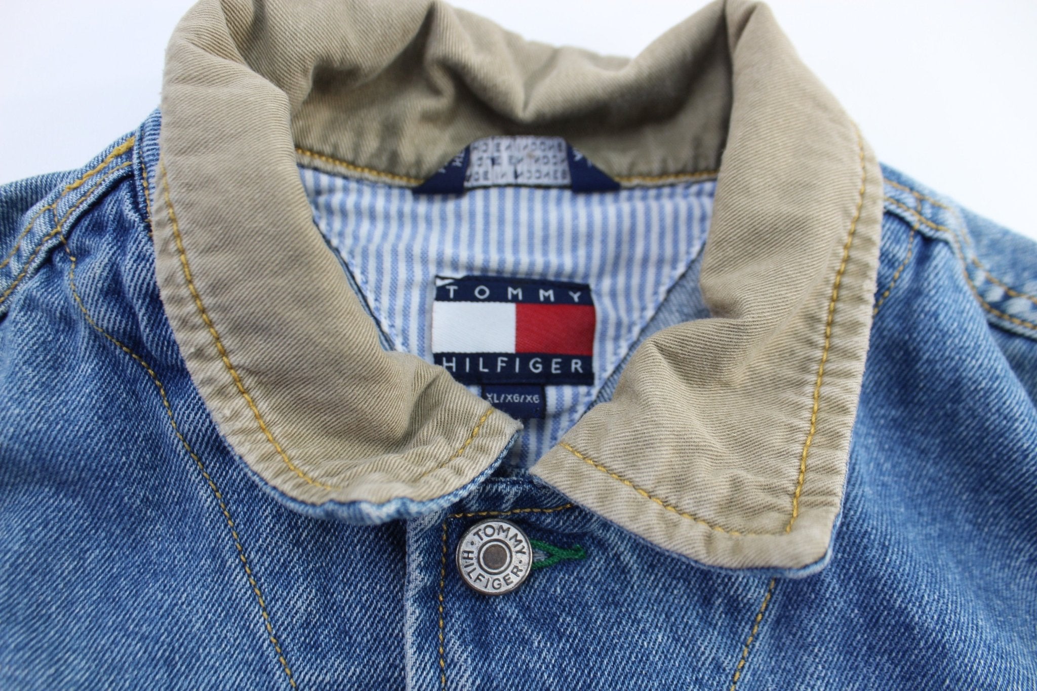 Youth Tommy Hilfiger Embroidered Logo Denim Jacket - ThriftedThreads.com