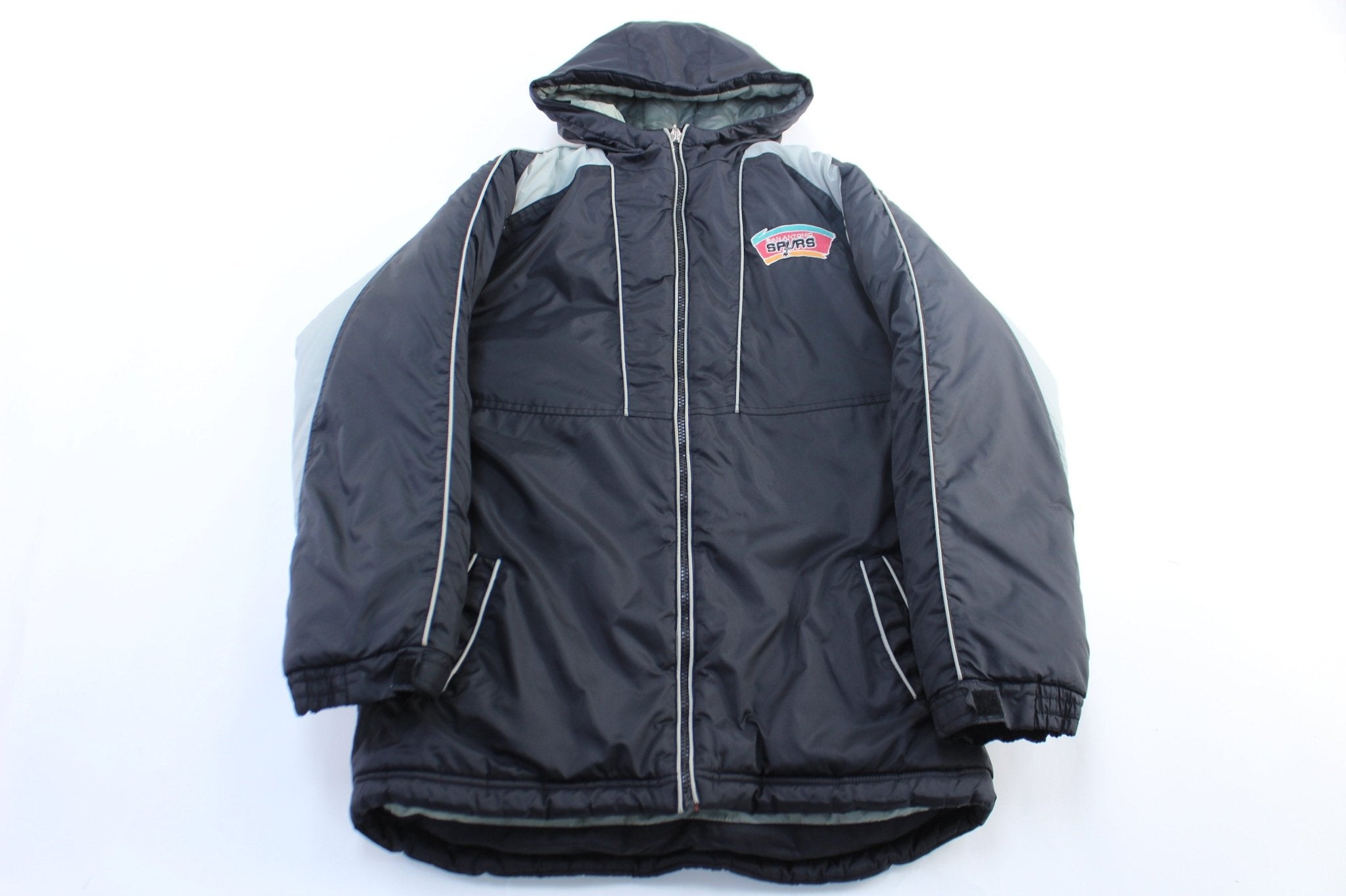 Youth Vintage San Antonio Spurs Embroidered Zip Up Jacket - ThriftedThreads.com