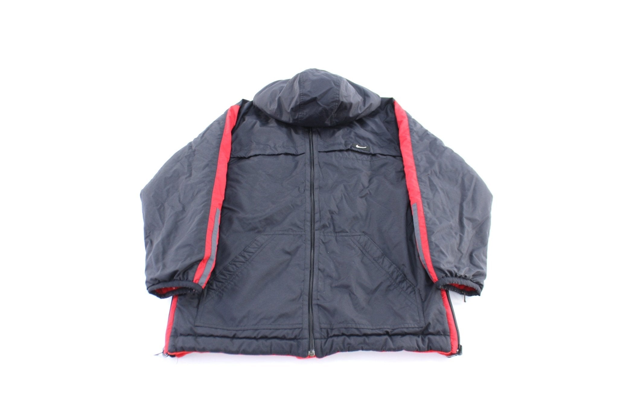 Youth Y2K Nike Embroidered Logo Black & Red Reversible Jacket - Jacket - Thrifted Threads