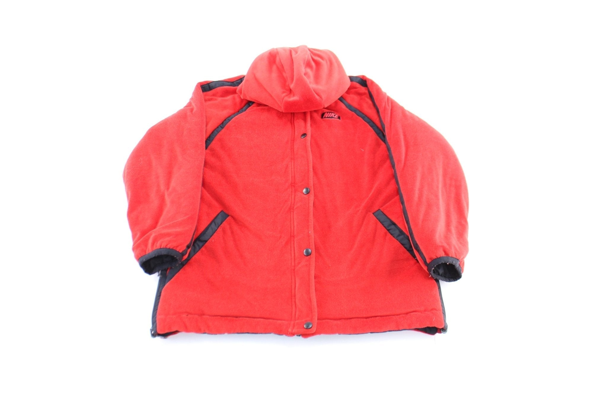 Youth Y2K Nike Embroidered Logo Black & Red Reversible Jacket - Jacket - Thrifted Threads