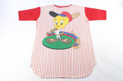 1993 Looney Tunes Striped League Baseball T-Shirt - ThriftedThreads.com