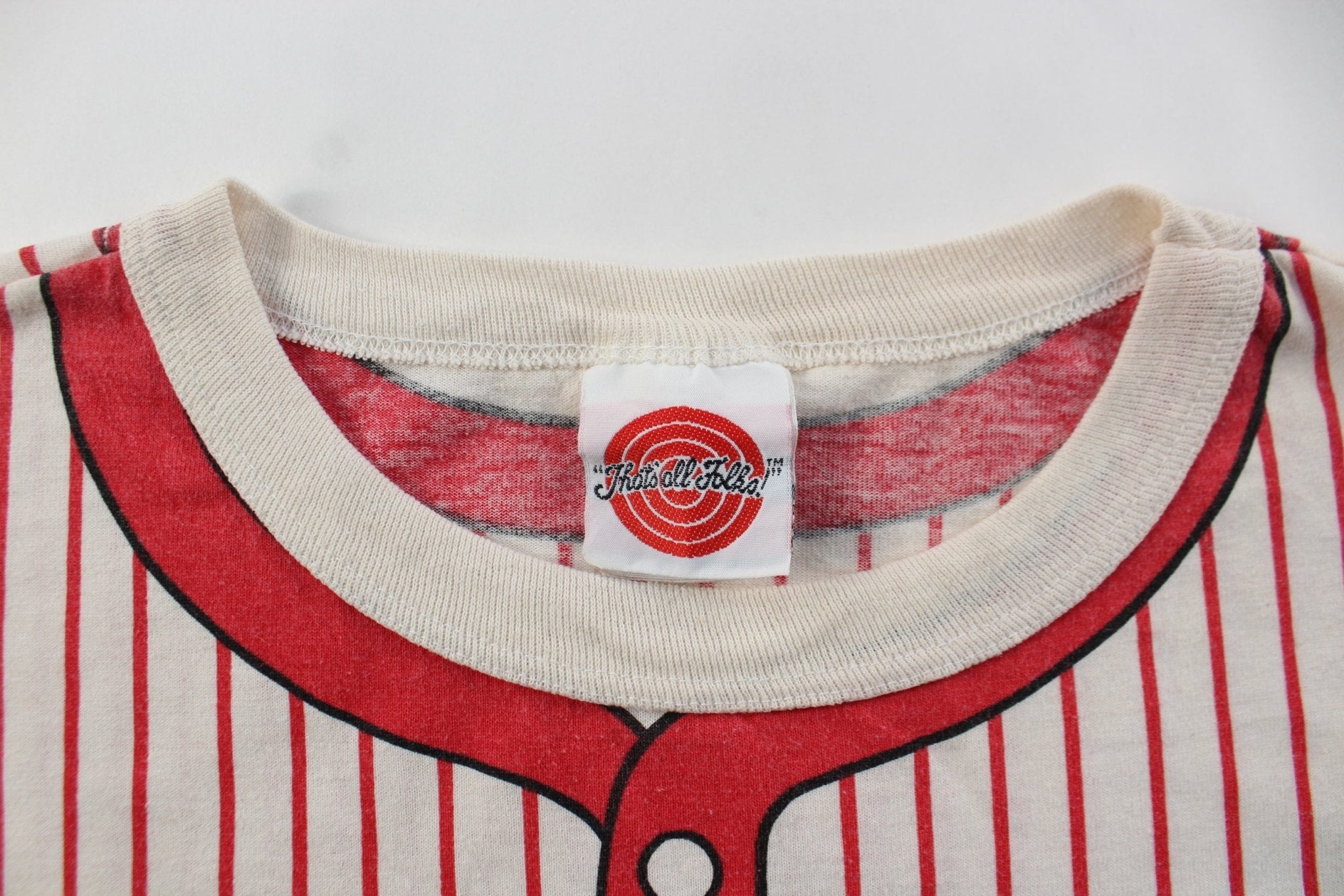 1993 Looney Tunes Striped League Baseball T-Shirt - ThriftedThreads.com