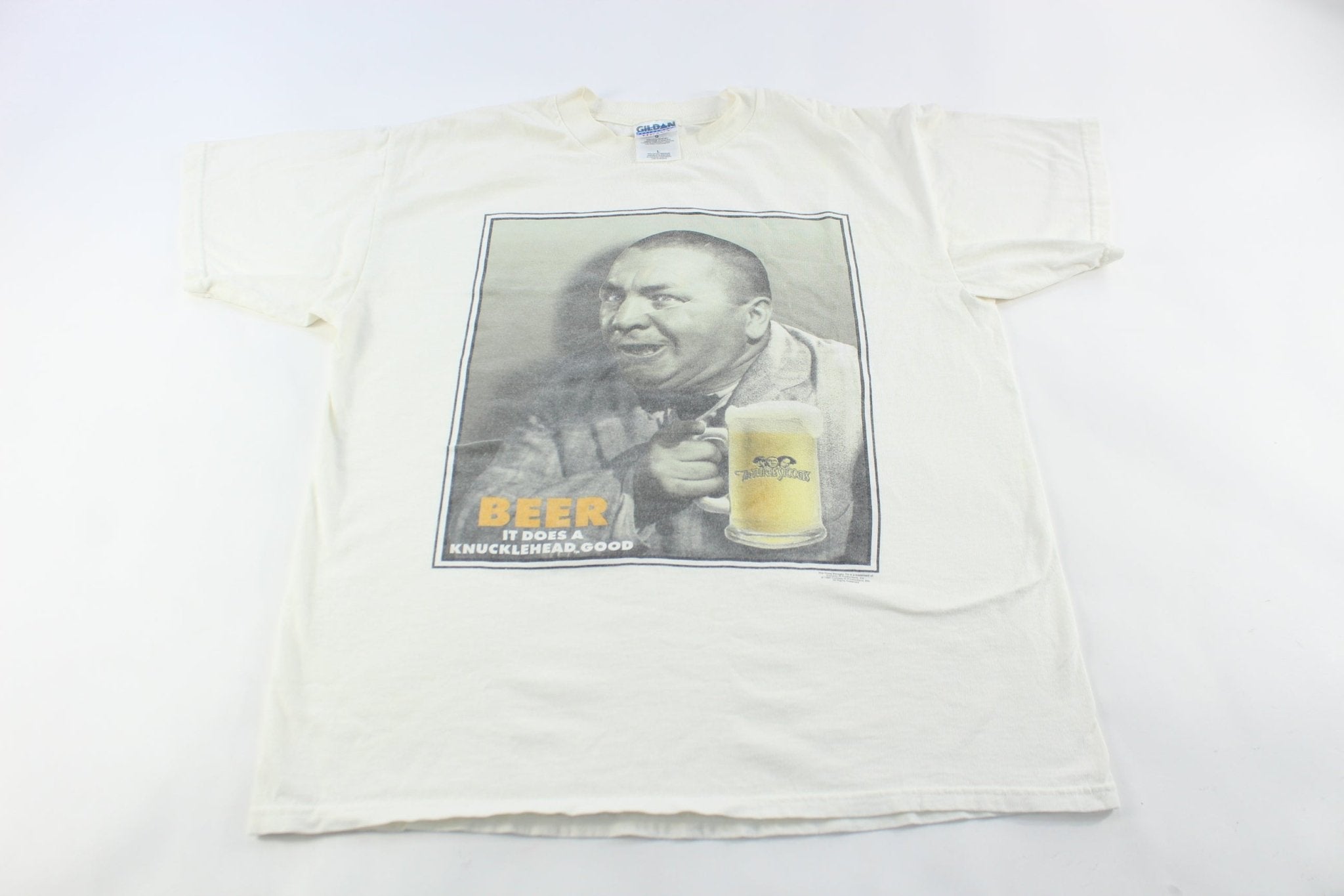 1997 The Three Stooges Beer It Does A Knucklehead Good T-Shirt - ThriftedThreads.com
