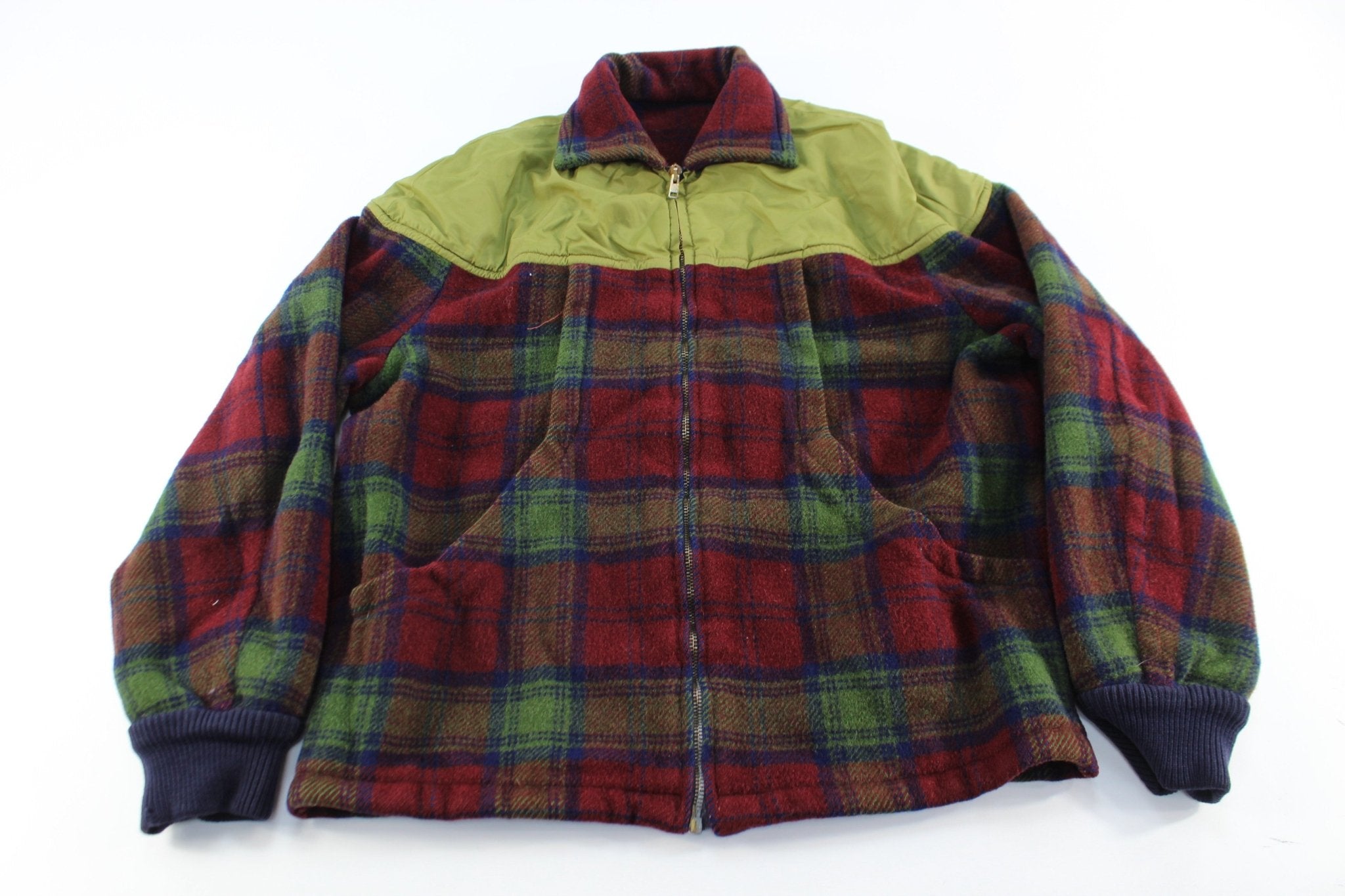 60's Plaid Zip Up Jacket - ThriftedThreads.com