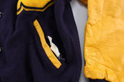 80's Blue & Yellow Varsity Jacket - ThriftedThreads.com