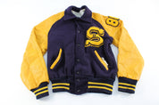 80's Blue & Yellow Varsity Jacket - ThriftedThreads.com