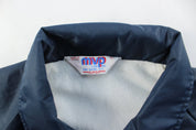 80's Embroidered Navy Bomber Jacket - ThriftedThreads.com