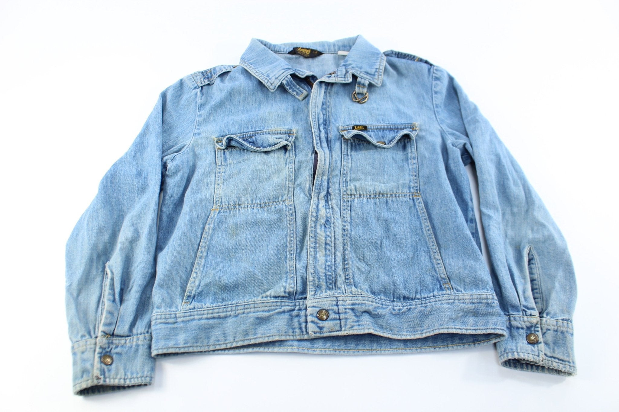 80's Lee Light Wash Denim Zip Up Jacket - ThriftedThreads.com