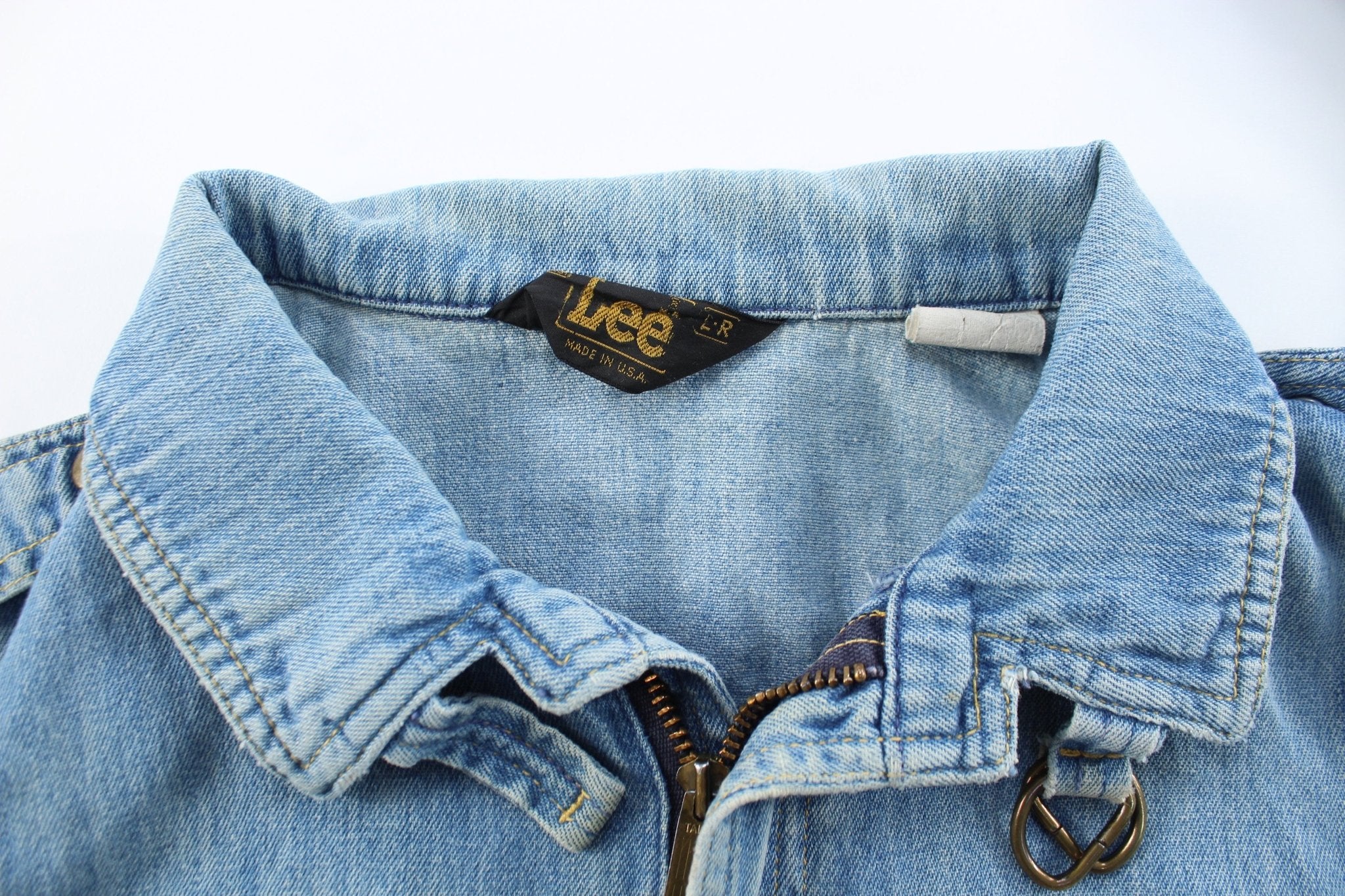 80's Lee Light Wash Denim Zip Up Jacket - ThriftedThreads.com