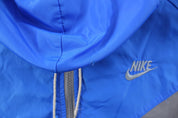 80's Nike Embroidered Logo Grey & Blue Zip Up Jacket - ThriftedThreads.com