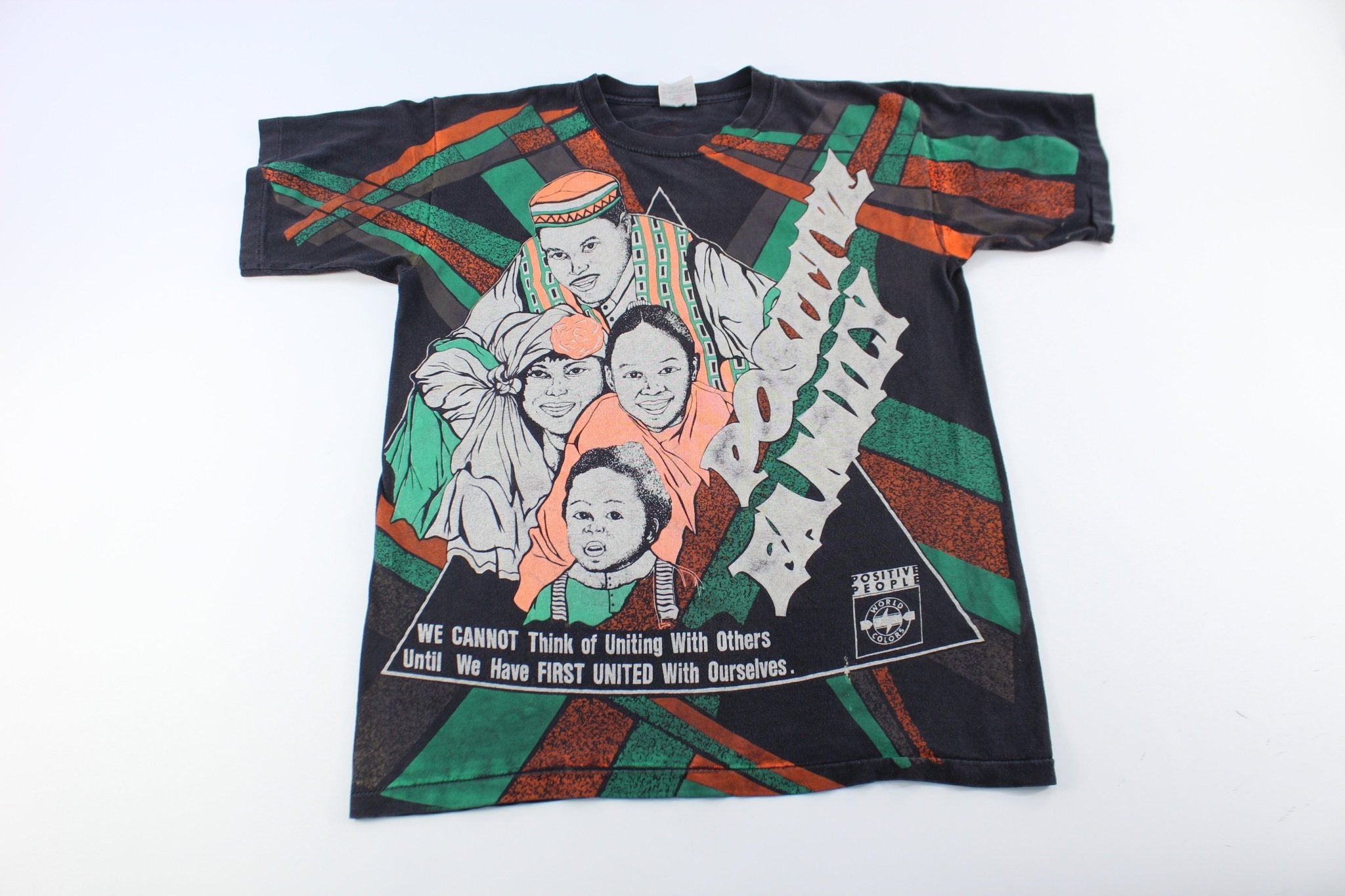 90's Kacy World Colors Positive Family All Over Print T-Shirt - ThriftedThreads.com