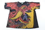90's Liquid Blue Dragon All Over Print T-Shirt - ThriftedThreads.com