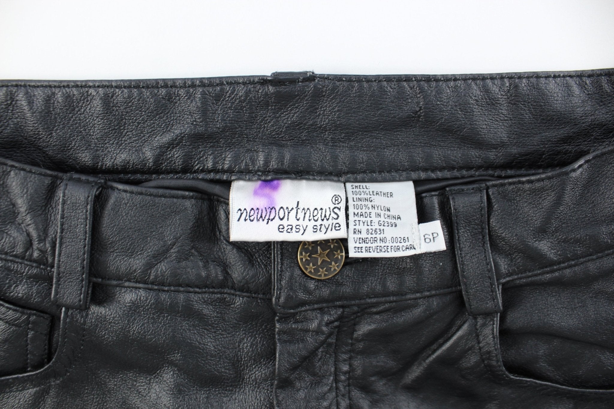 90's Newport Easy Black Leather Pants - ThriftedThreads.com