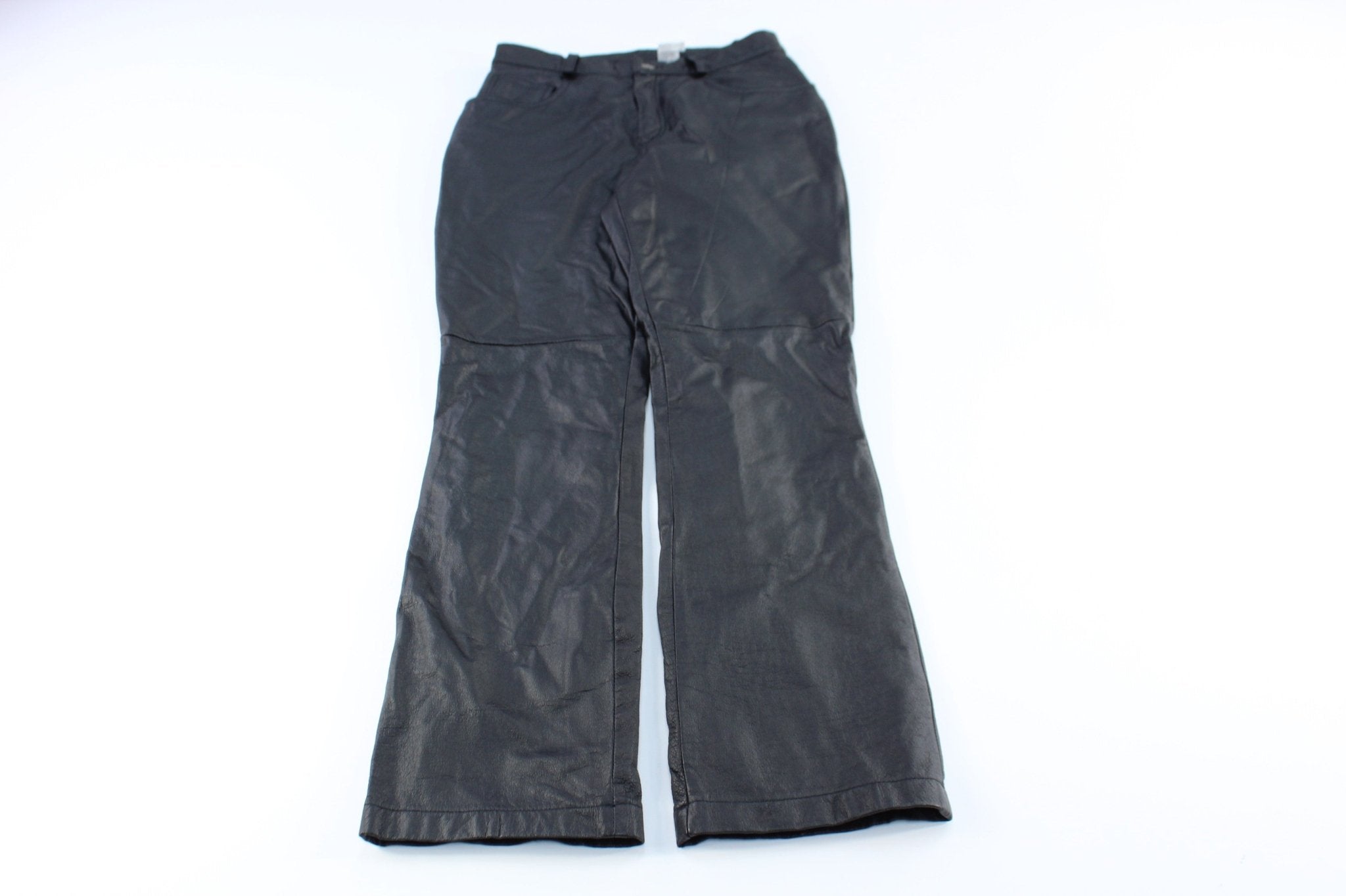 90's Newport Easy Black Leather Pants - ThriftedThreads.com