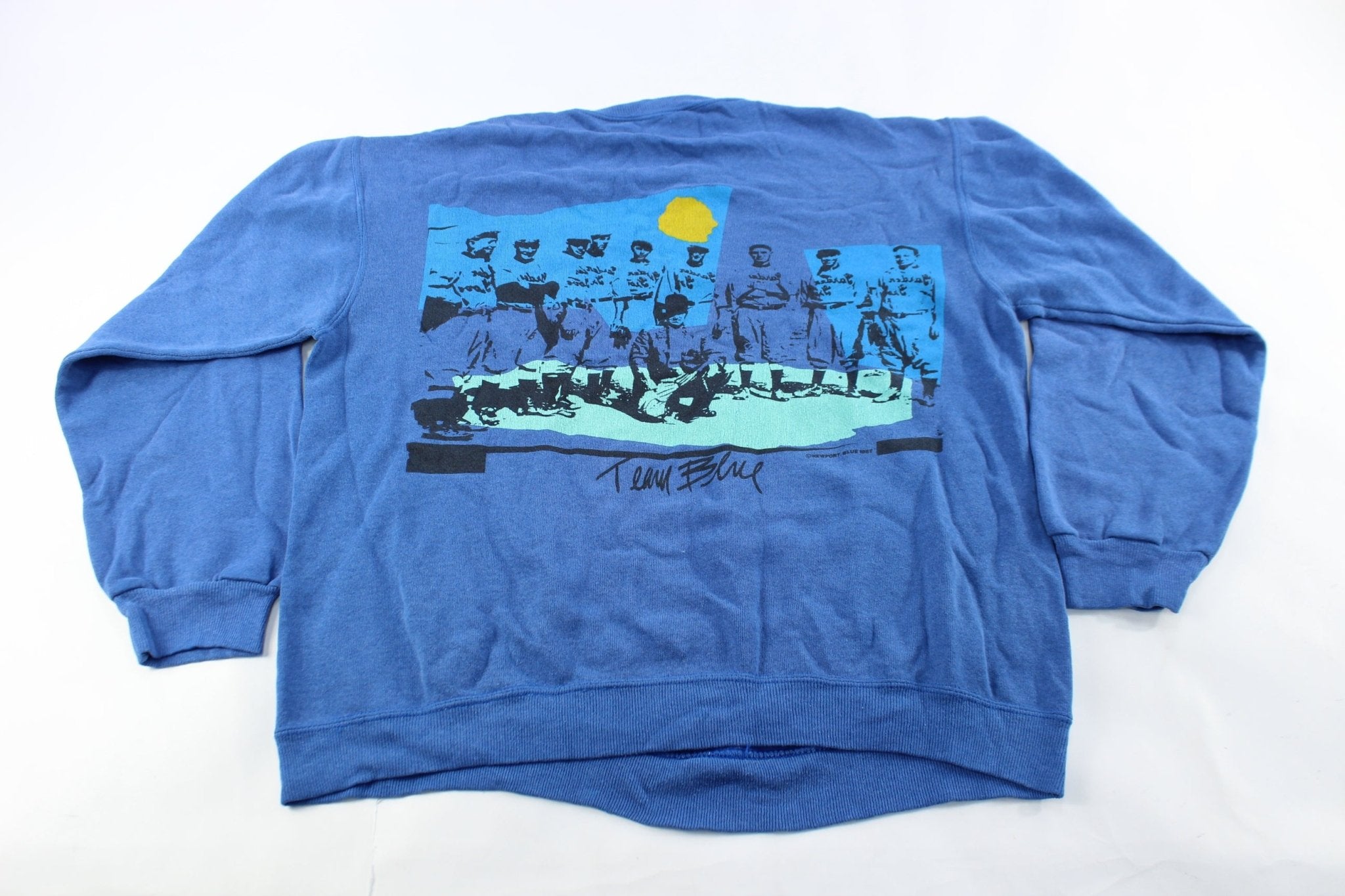 90's Newport Team Blue Baseball Sweatshirt - ThriftedThreads.com