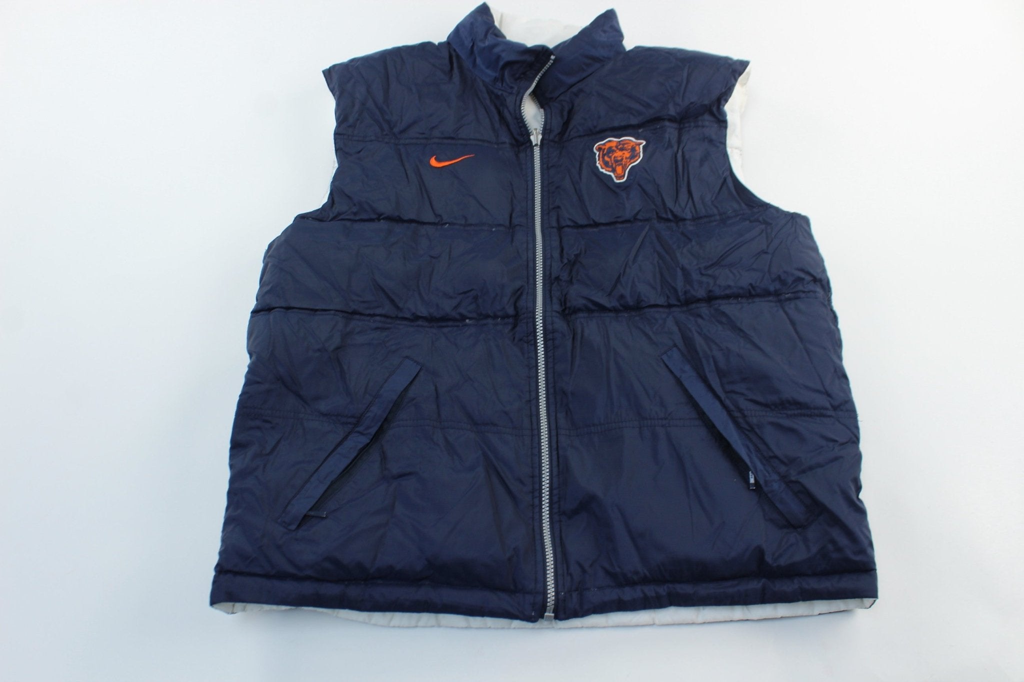 90's Nike Chicago Bears Embroidered Reversible Zip Up Vest –