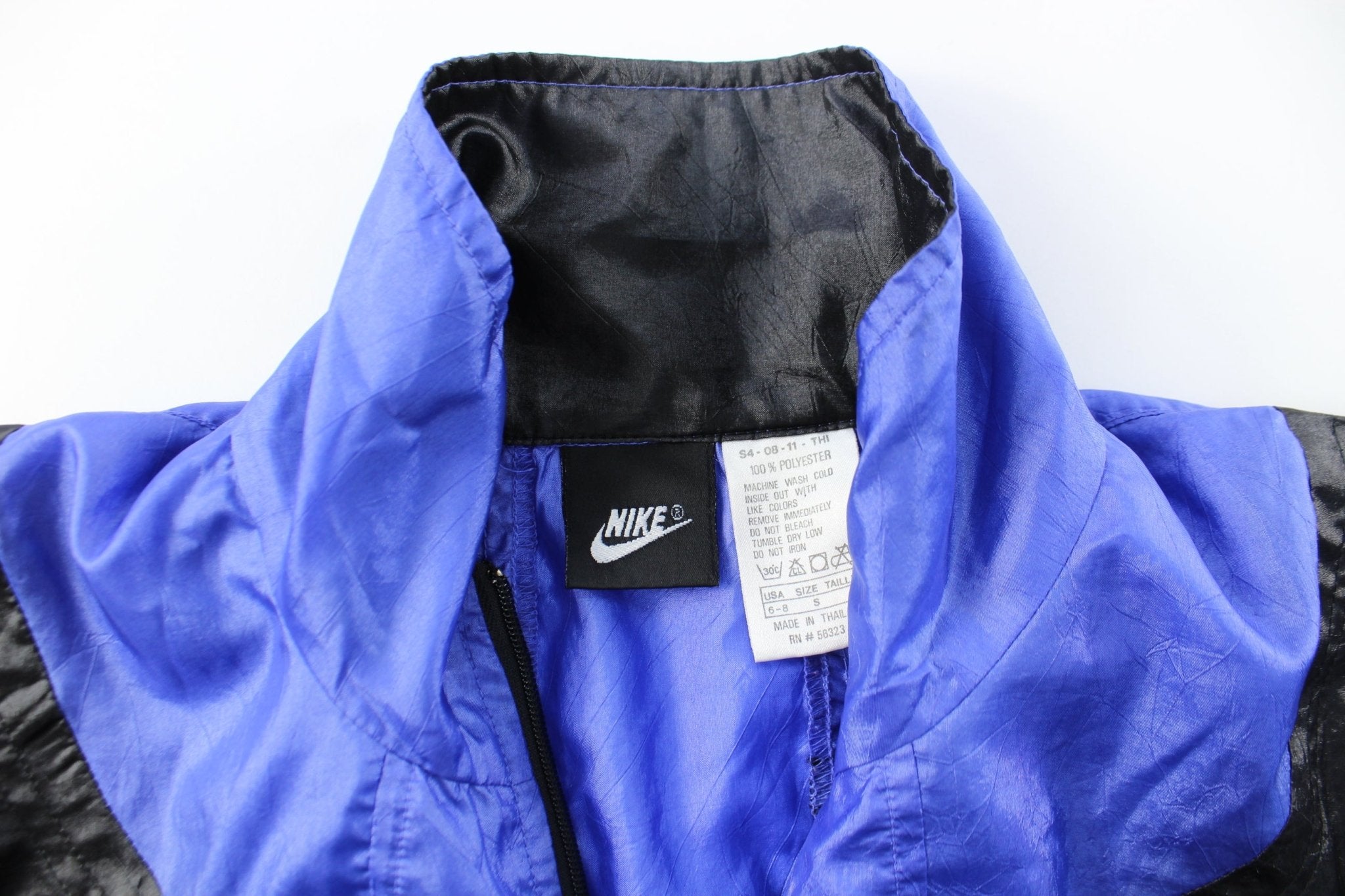 90's Nike Embroidered Logo Black & Blue Zip Up Jacket - ThriftedThreads.com