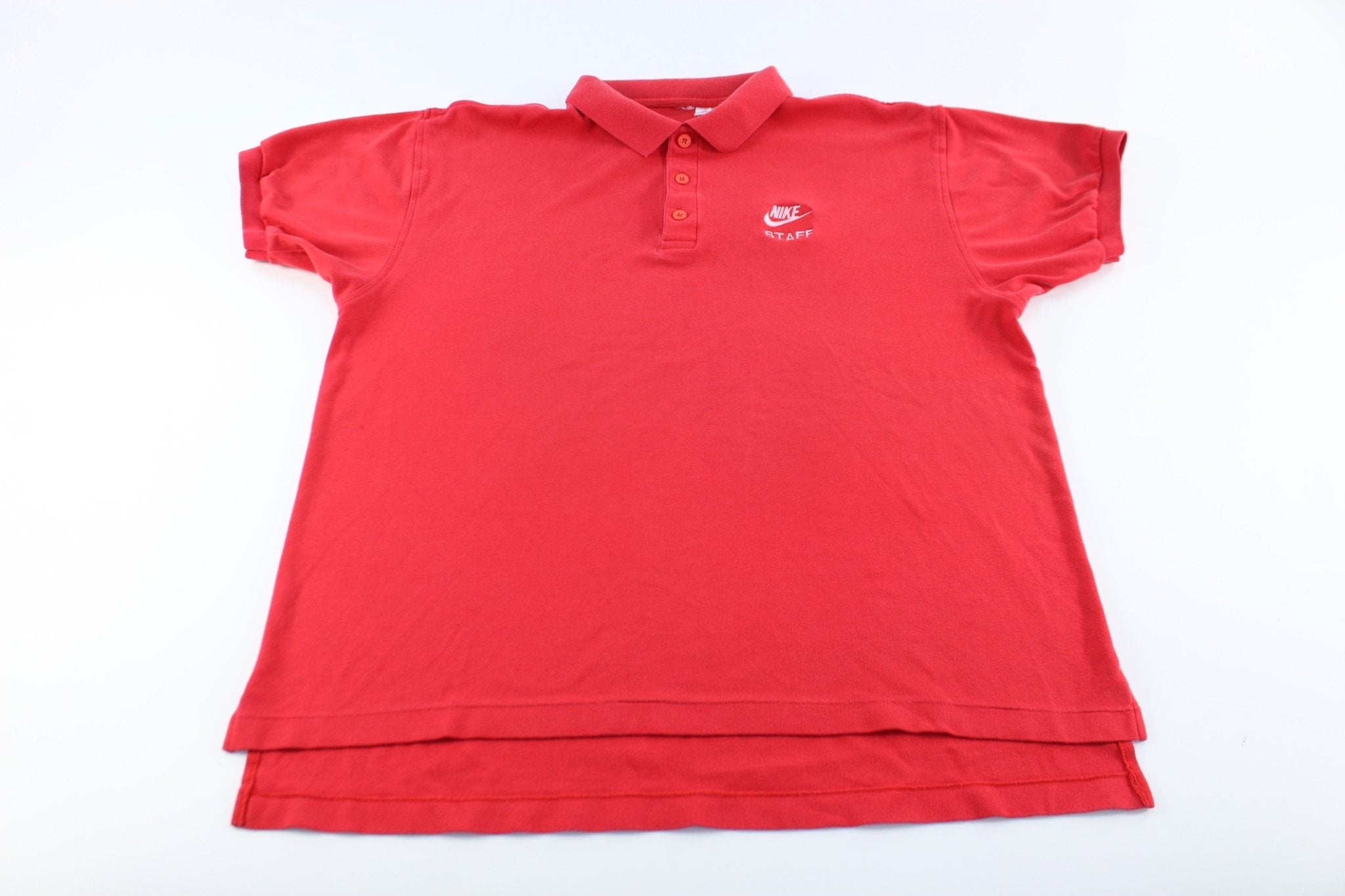 90's Nike Embroidered Logo Red Staff Button Up - ThriftedThreads.com