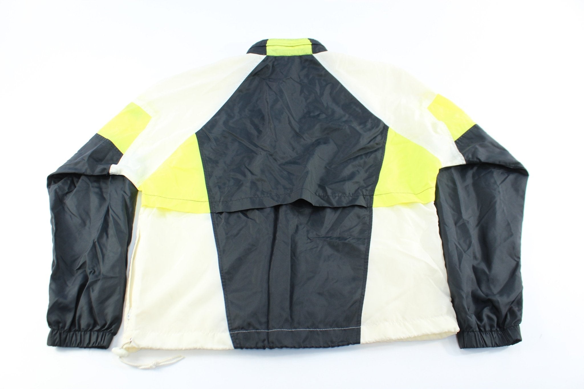 90's Nike Logo Black, White, & Neon Zip Up Jacket - ThriftedThreads.com