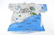 90's North Carolina Map All Over Print T-Shirt - ThriftedThreads.com