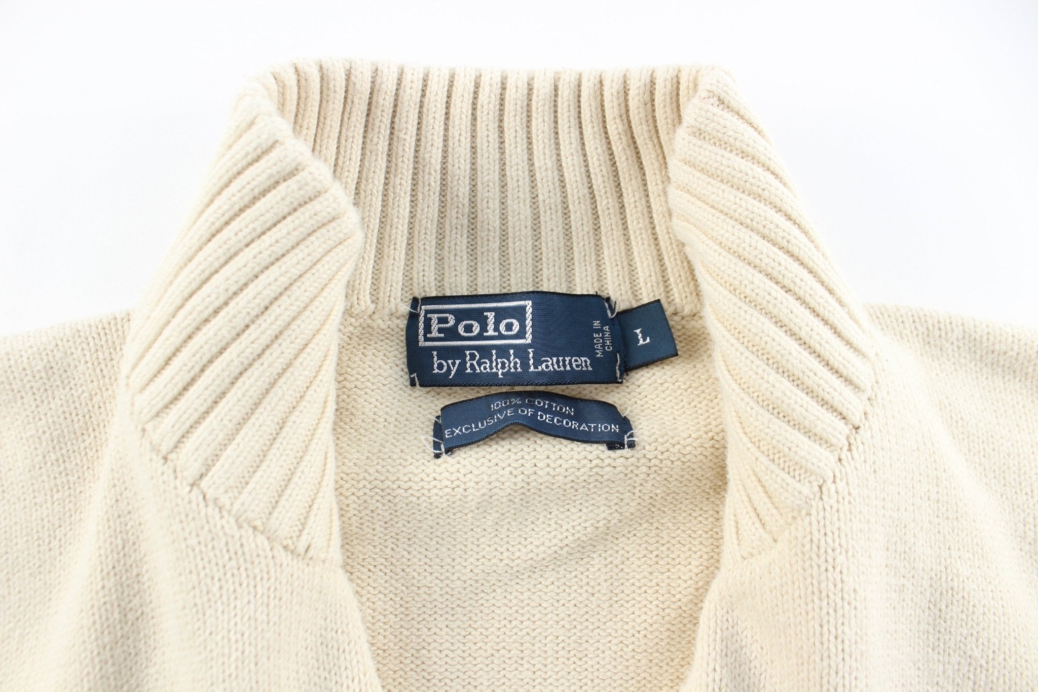 90's Polo By Ralph Lauren Cream Knit Sweater – ThriftedThreads.com