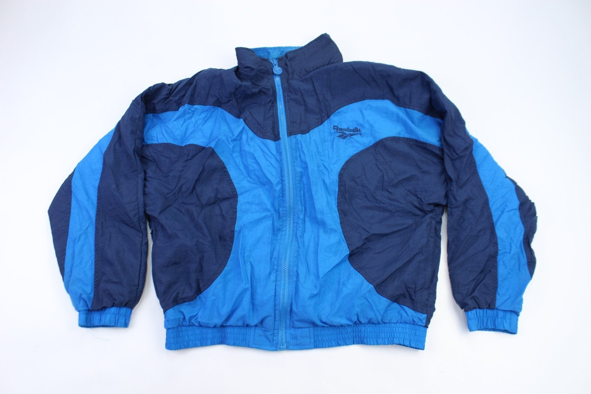 90’s Reebok Embroidered Logo Navy Blue & Blue Jacket - Jackets - Thrifted Threads