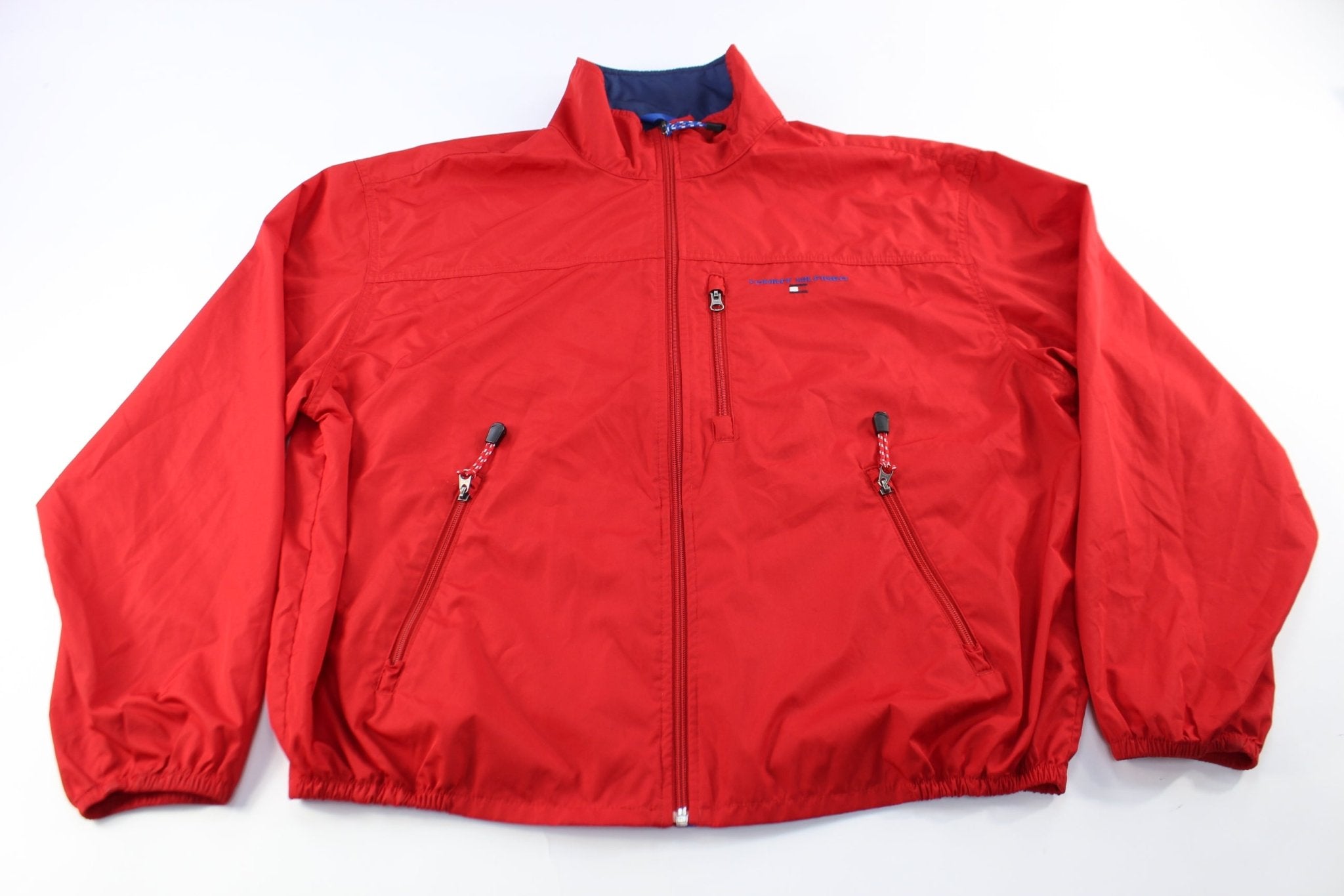 90's Tommy Hilfiger Embroidered Logo Red Zip Up Jacket - ThriftedThreads.com