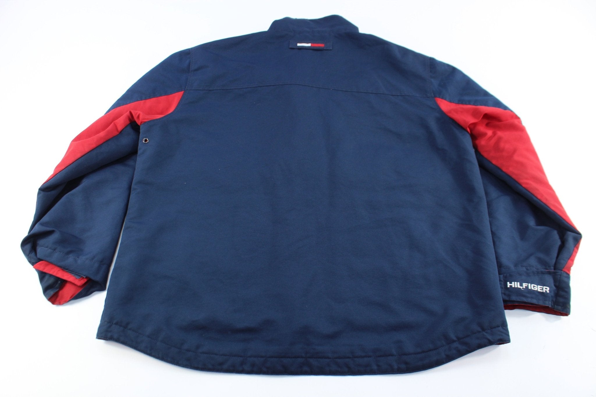 90's Tommy Hilfiger Embroidered Navy Blue & Red Zip Up Jacket - ThriftedThreads.com