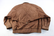 AB Sport Brown Leather Zip Up Jacket - ThriftedThreads.com