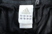 Adidas Embroidered Logo Black & Teal Striped Pants - ThriftedThreads.com